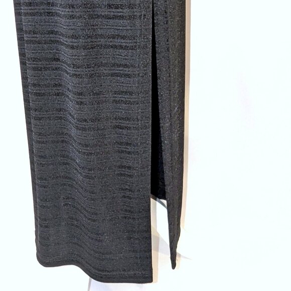 VINTAGE Rampage | Sleeveless Slinky Black Horizontal Stripe Maxi Dress | Small - Picture 5 of 11